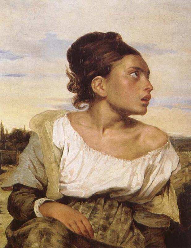 Eugene Delacroix Foraldralos girl pa kyrkogarden Spain oil painting art